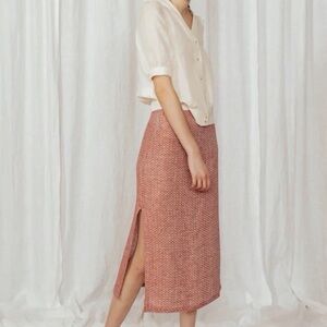 SÜNÄD Textured Midi Skirt Made in Spain | Rust Terracotta | XS-S